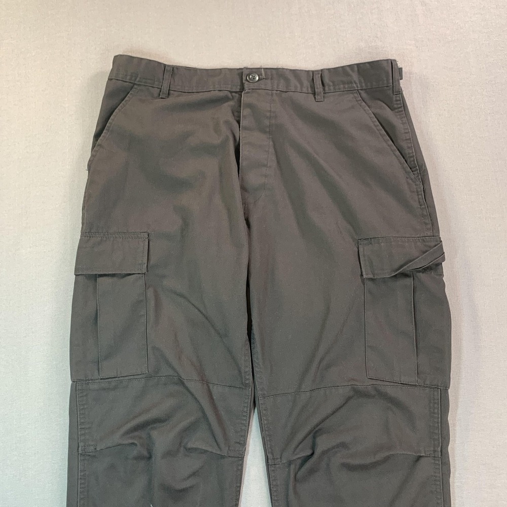 Rothco Cargo Pants Mens 35-39x32 Black BDU Adjustable Waist Tactical Workwear